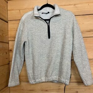 Vintage Boys Wool Blend‎ Large Cream Fleece Lined Quarter-Zip Sweater Italian